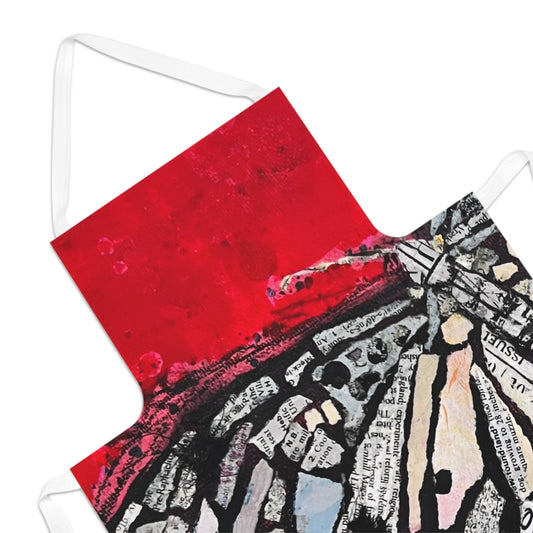 Butterfly Art Apron — Red Abstract Monarch Kitchen Apron