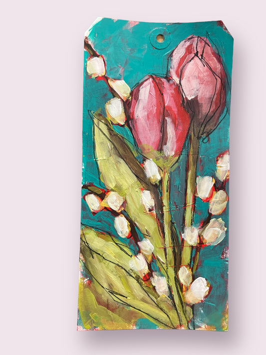 4x6 Floral Art Print on Wood Block