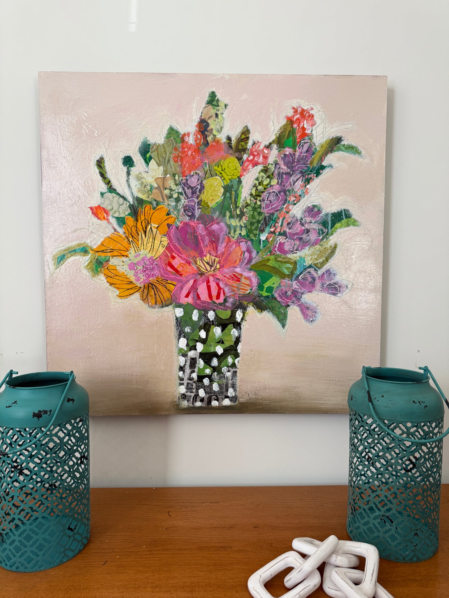 Grocery Run - Original Mixed Media Floral Collage (30”)