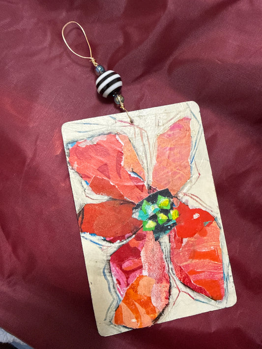 4” Hand-Painted Wreath Wood Ornament