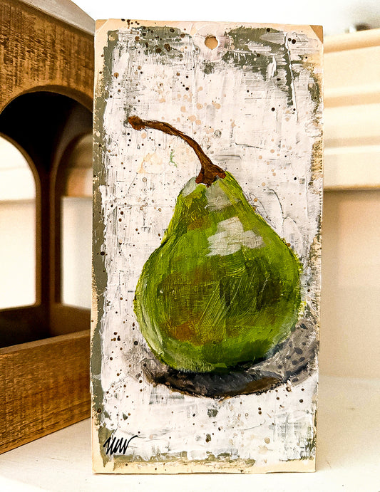 The Perfect Pear - Still Life Shelf Sitter 4x6” Painting on Wood