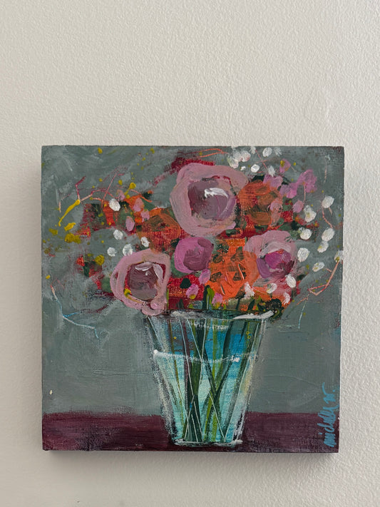 Small Floral Still Life Series | 8” Acrylic on Square Wood Panel