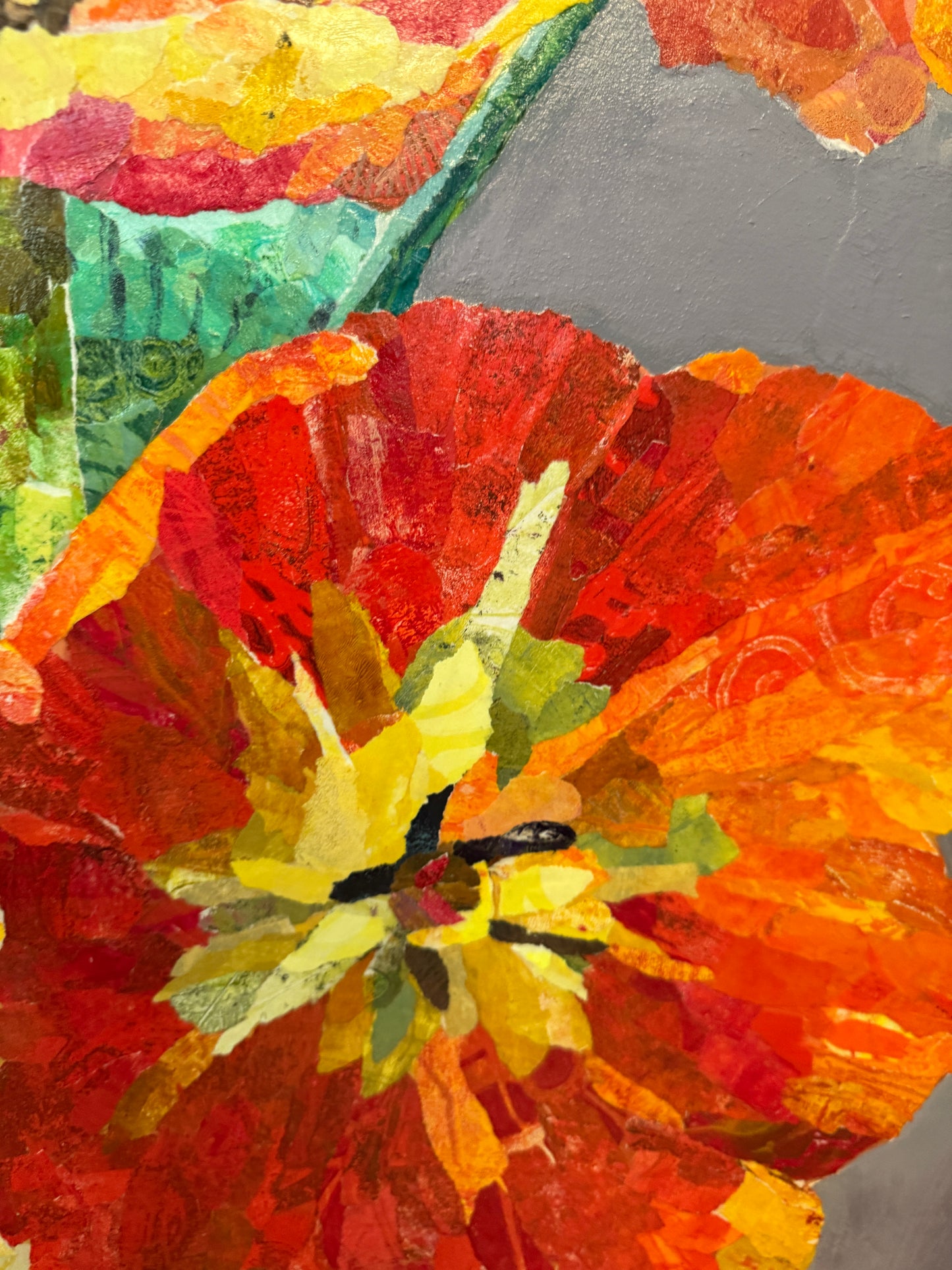 Petal to the Metal - Original Mixed Media Floral Collage (36")