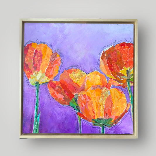 Poppy Fields- 12 x 12 Original Mixed Media