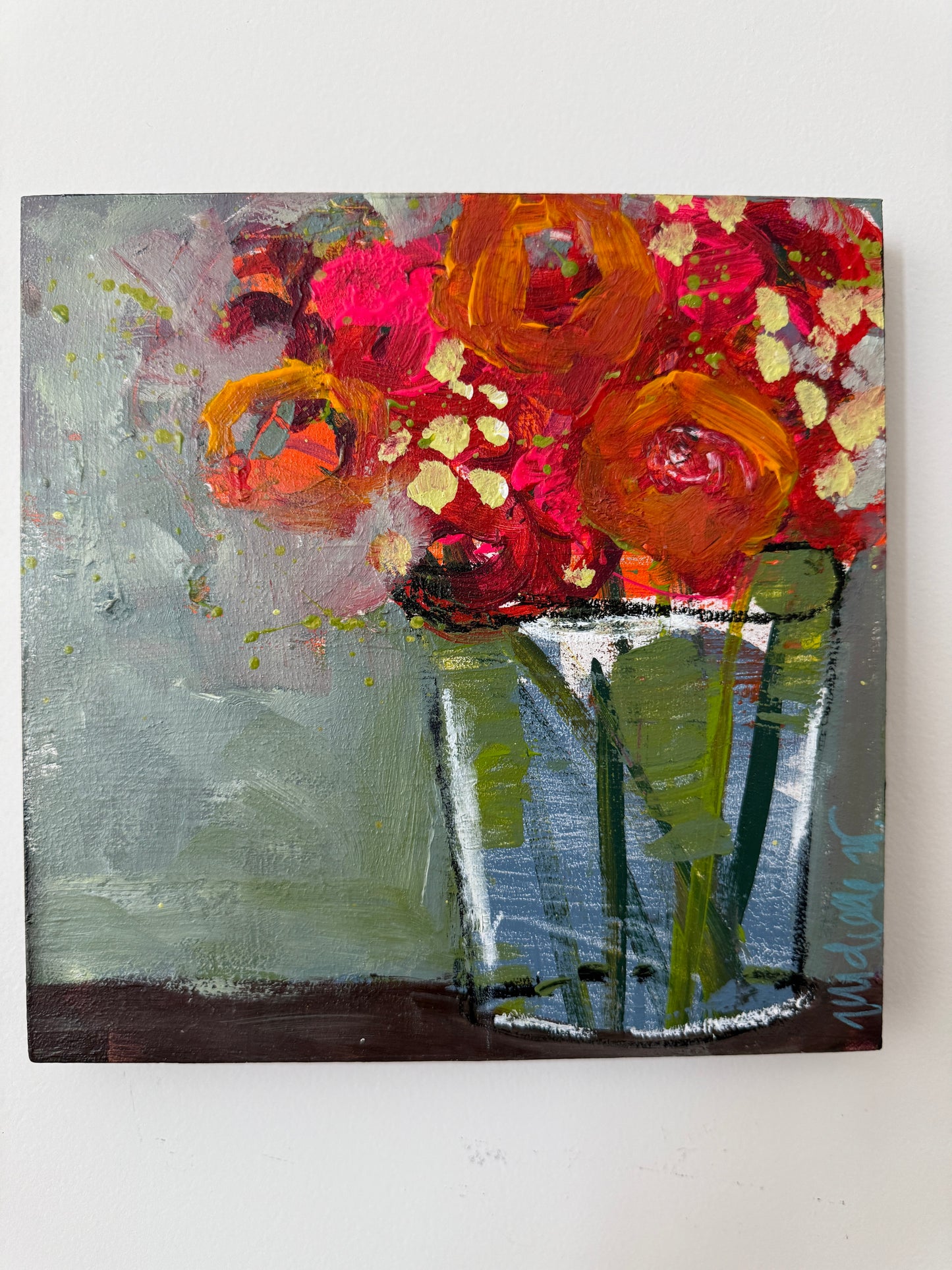 Small Floral Still Life Series | 8” Acrylic on Square Wood Panel