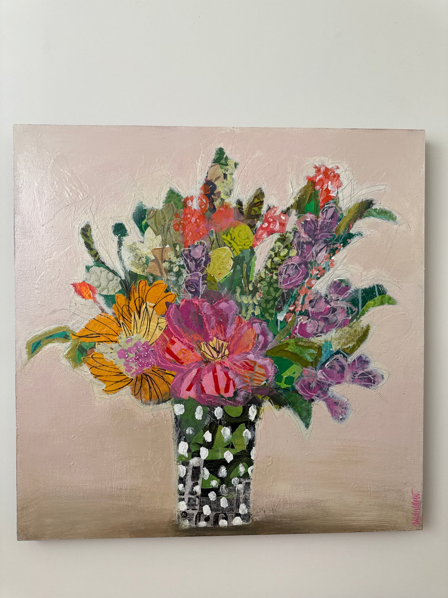 Grocery Run - Original Mixed Media Floral Collage (30”)