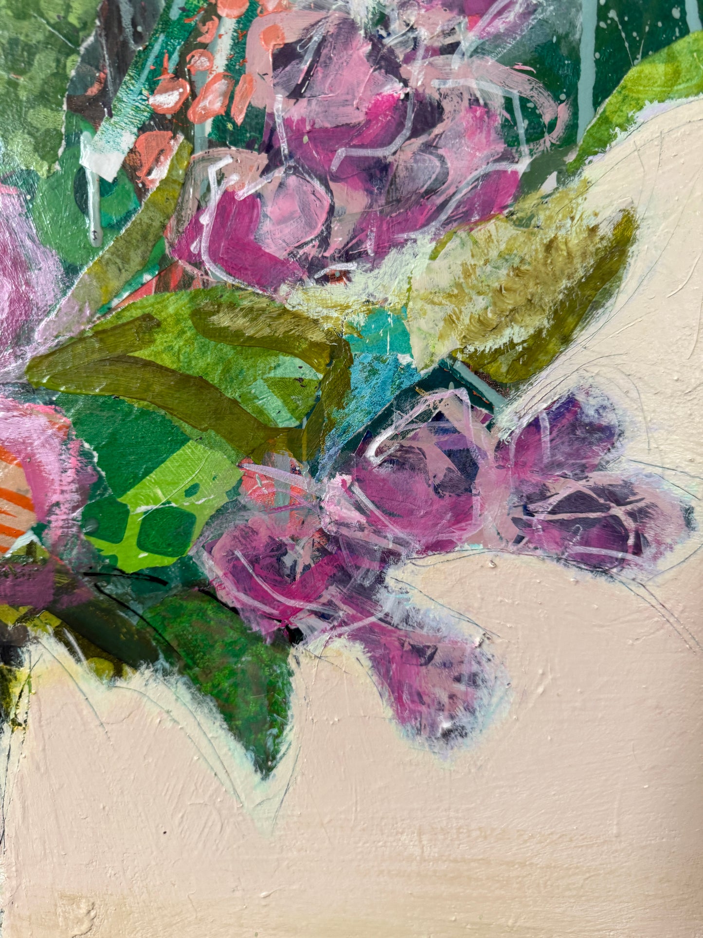 Grocery Run - Original Mixed Media Floral Collage (30”)