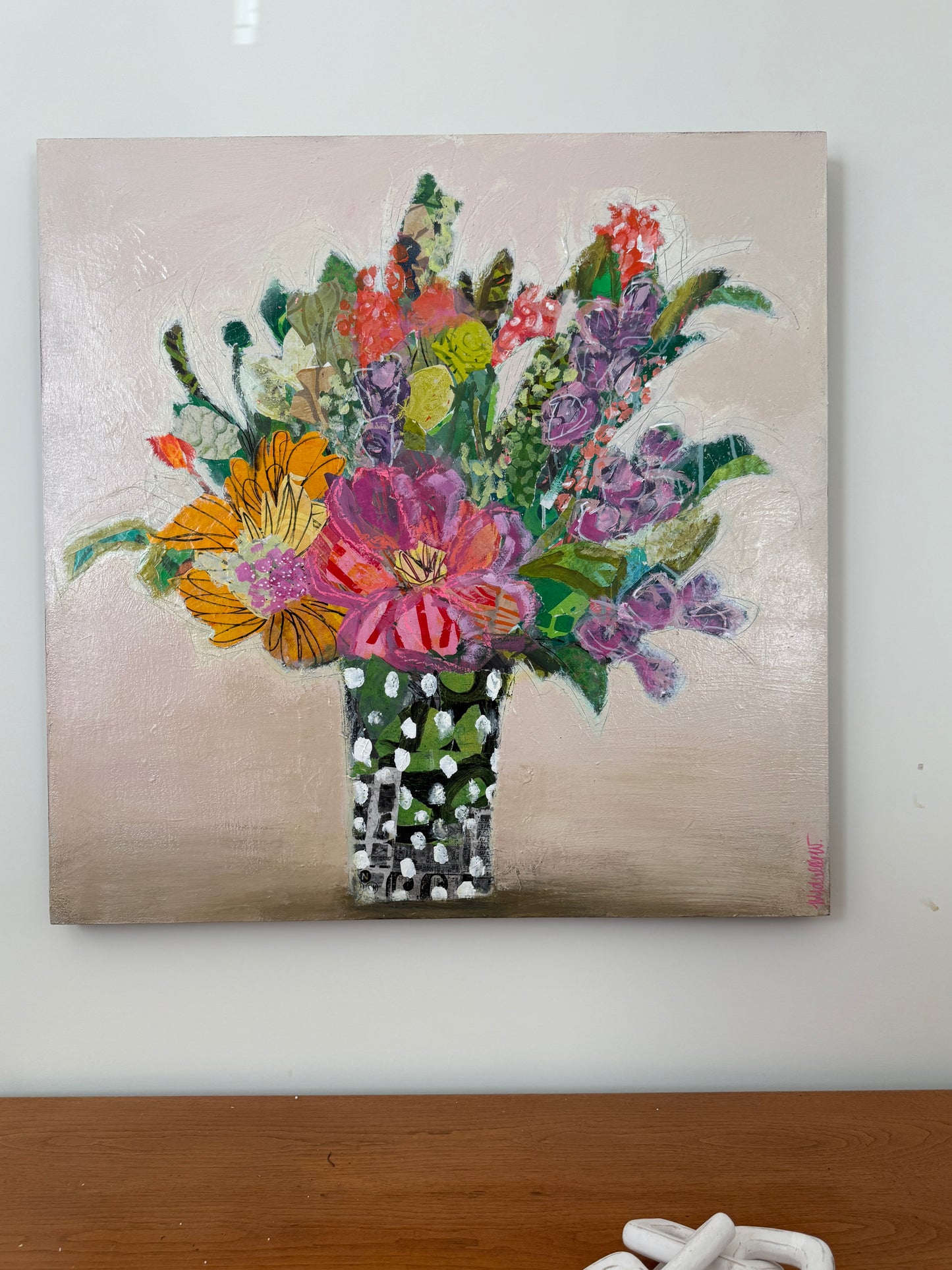 Grocery Run - Original Mixed Media Floral Collage (30”)