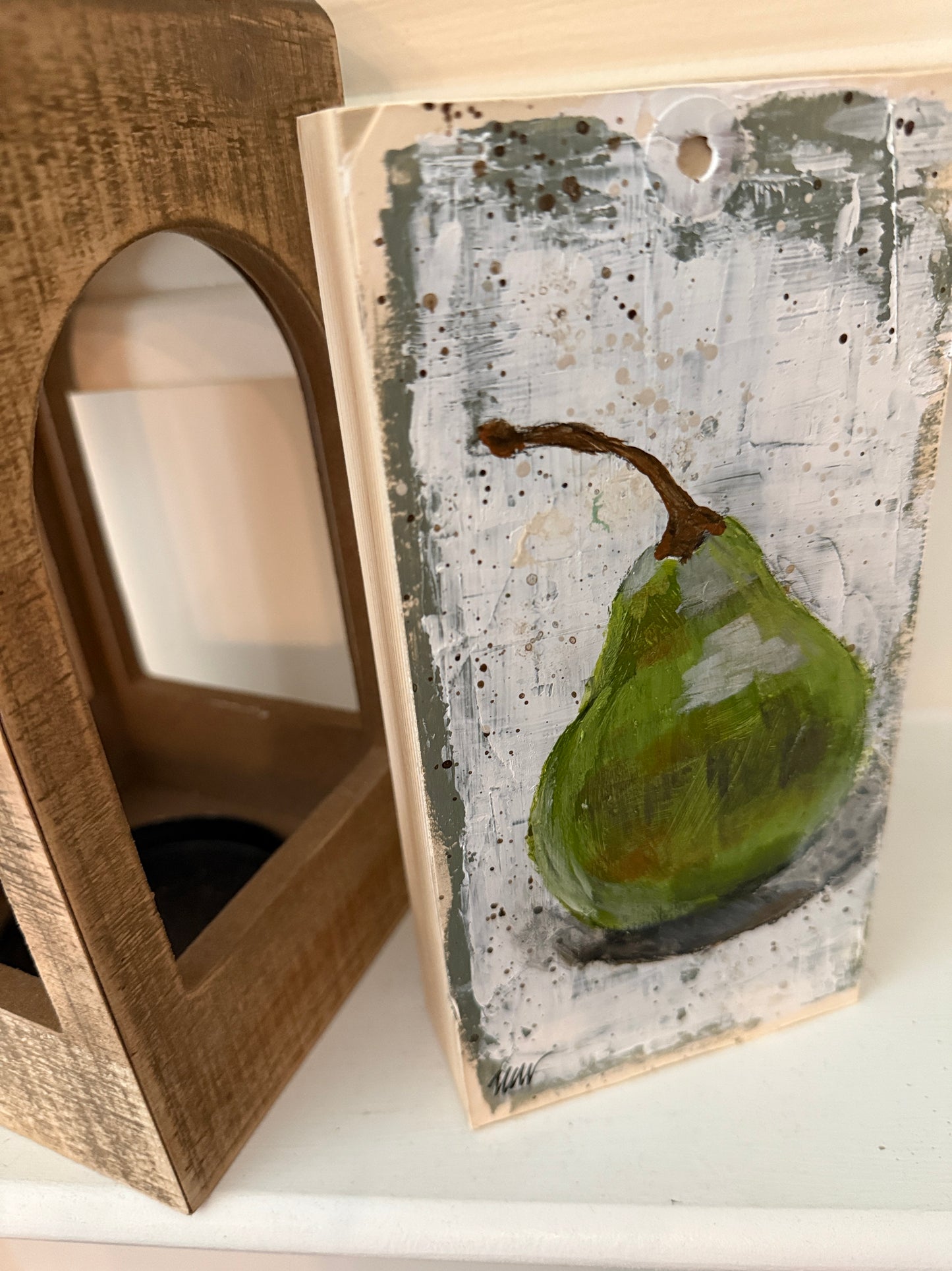 The Perfect Pear - Still Life Shelf Sitter 4x6” Painting on Wood
