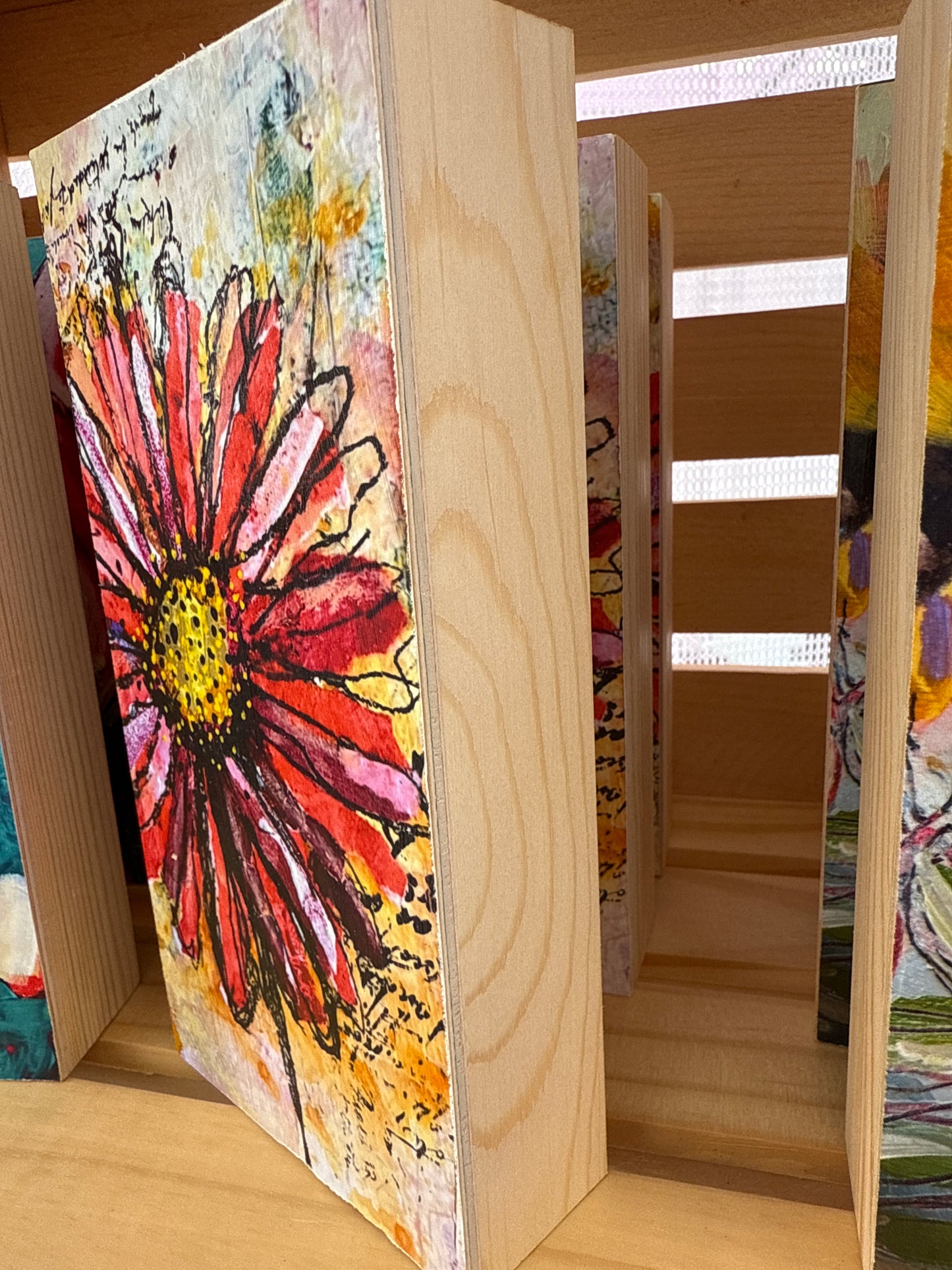 Radiant – Abstract Floral Shelf Sitter Print on Wood (4x8")