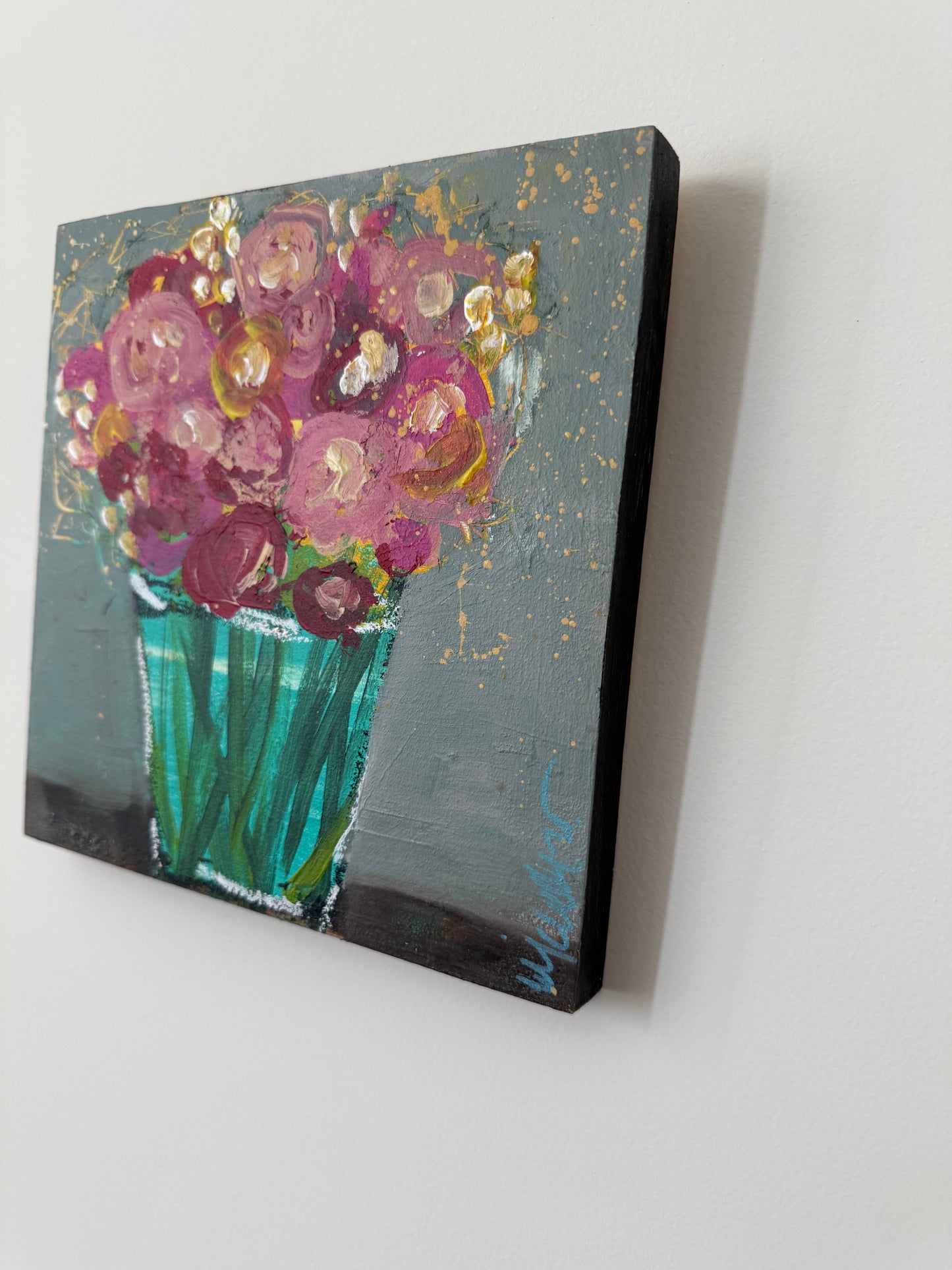 Small Floral Still Life Series | 8” Acrylic on Square Wood Panel