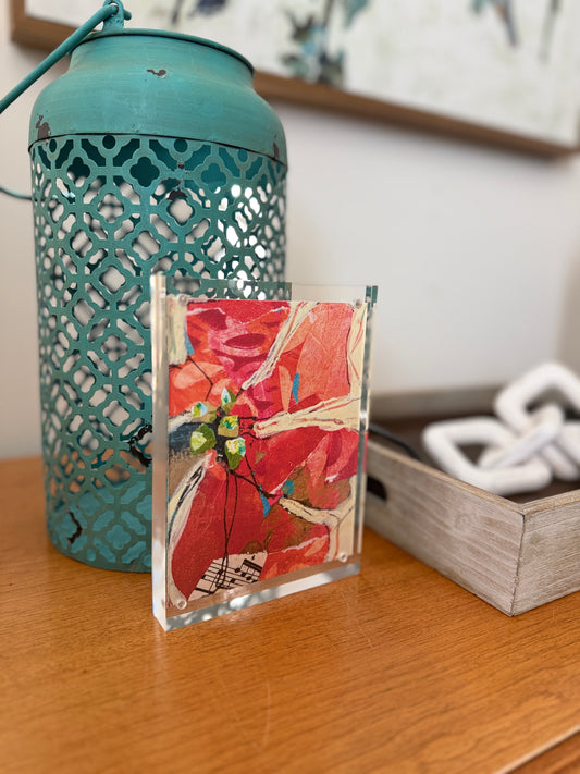 Mini Art Print in Magnetic Acrylic Frame | 5x7 Colorful Abstract Floral Print