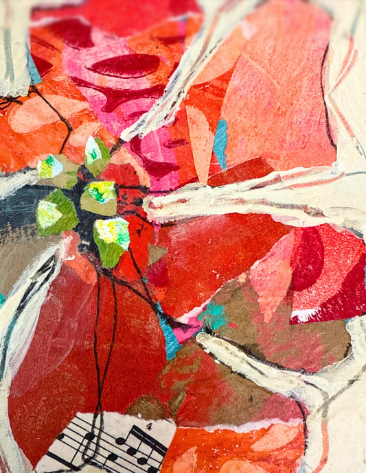 Funky Poinsettia – Floral Abstract Art Print | 8x10 Matted or Framed to 11 x 14