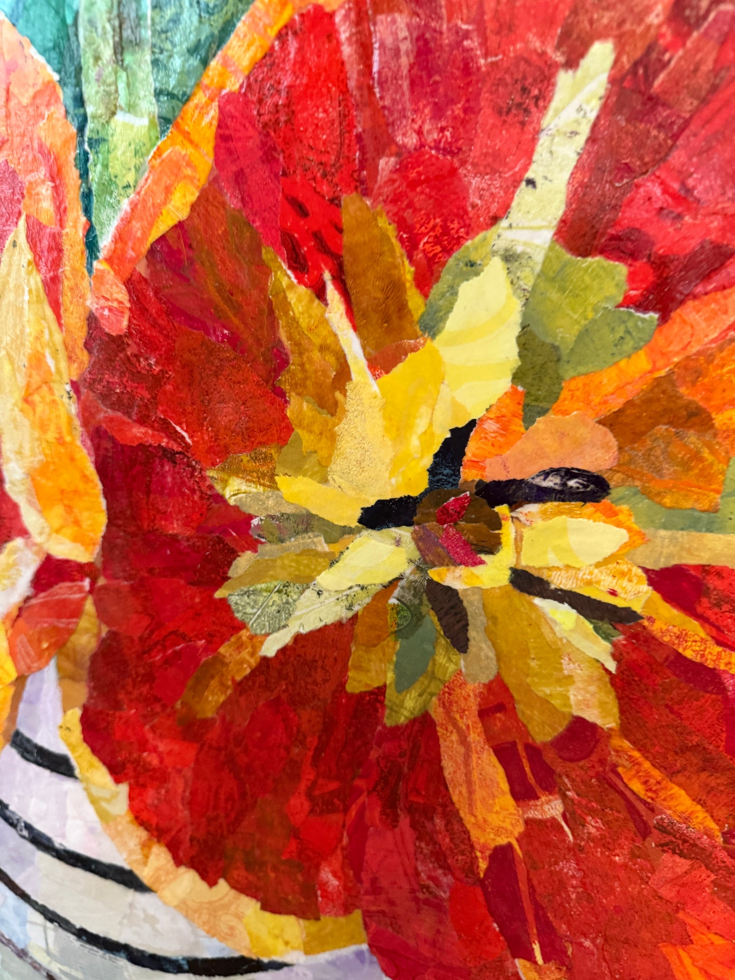 Petal to the Metal - Original Mixed Media Floral Collage (36")