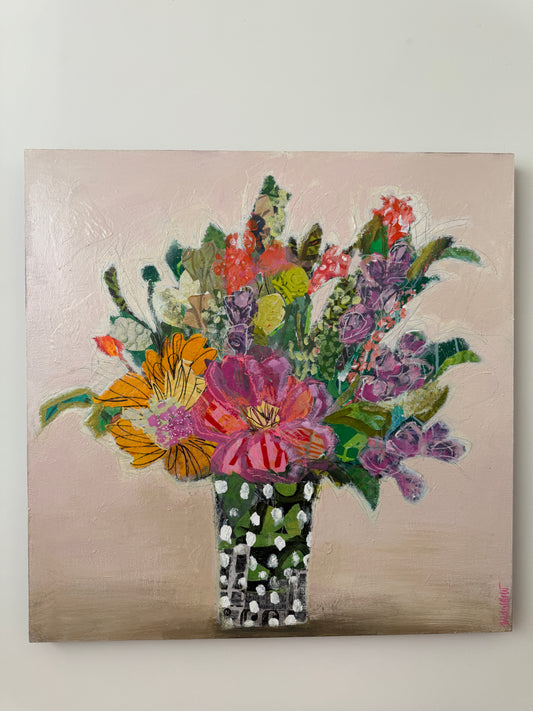 Grocery Run - Original Mixed Media Floral Collage (30”)