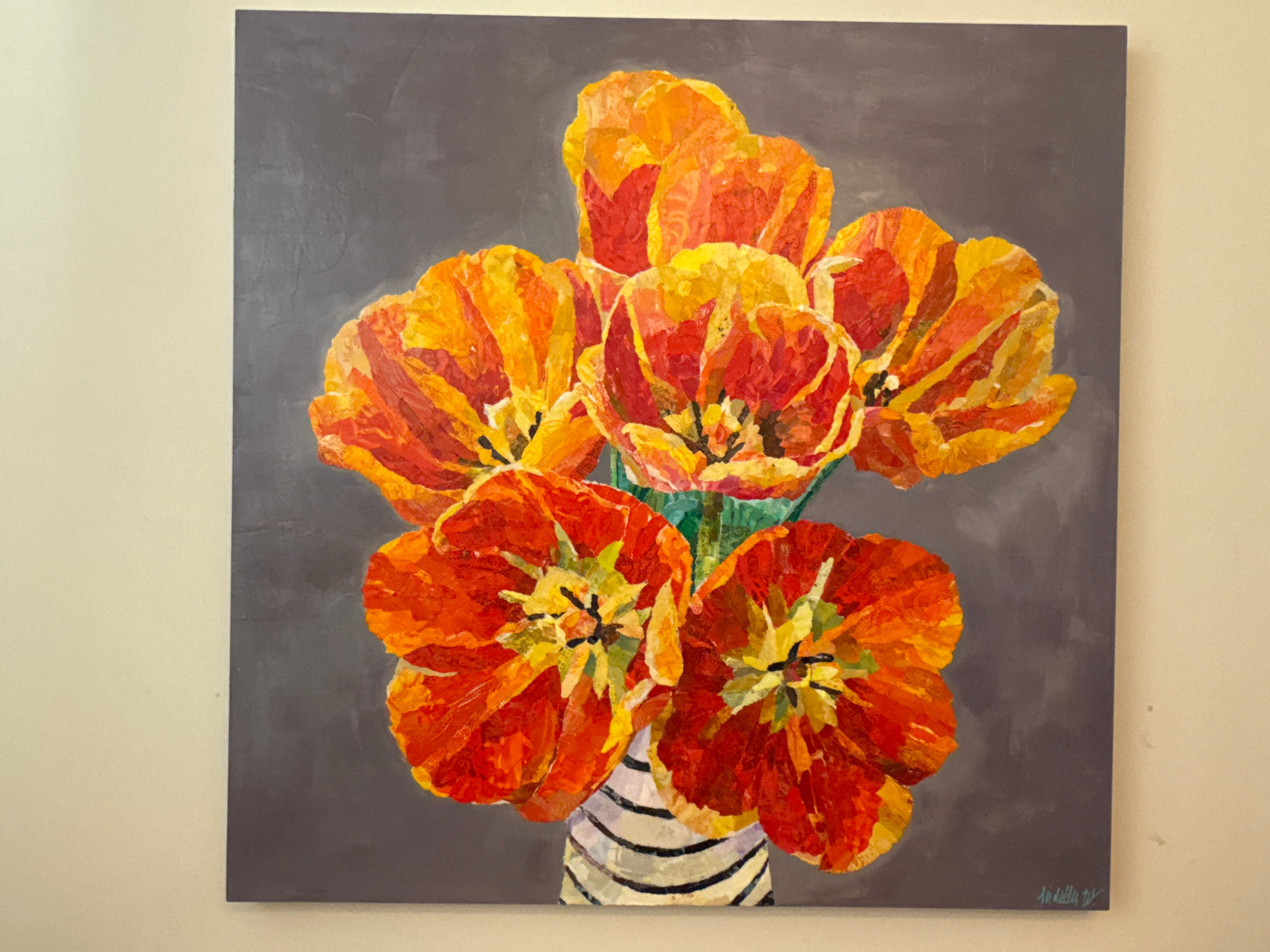 Petal to the Metal - Original Mixed Media Floral Collage (36")