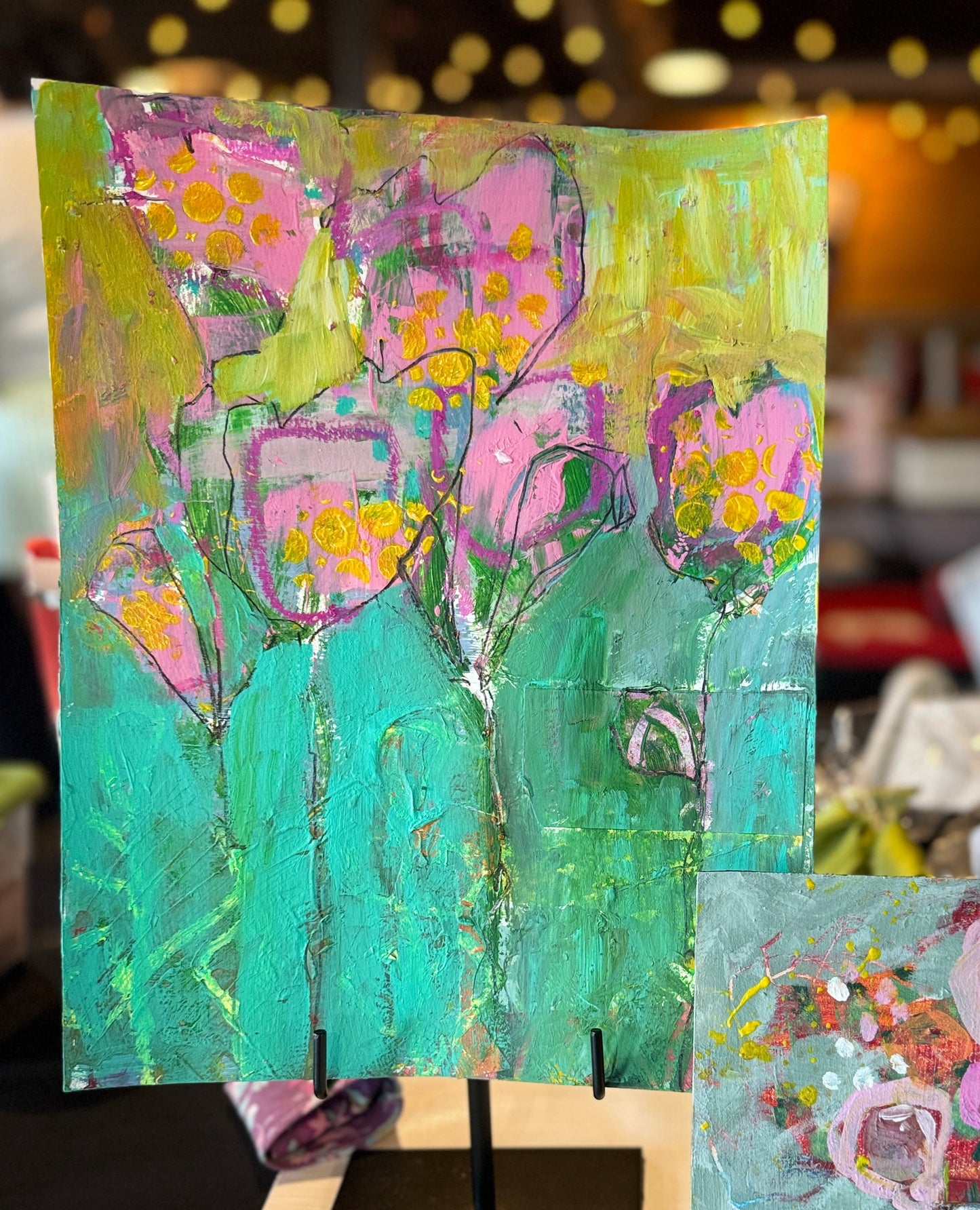 11x14” mixed media floral