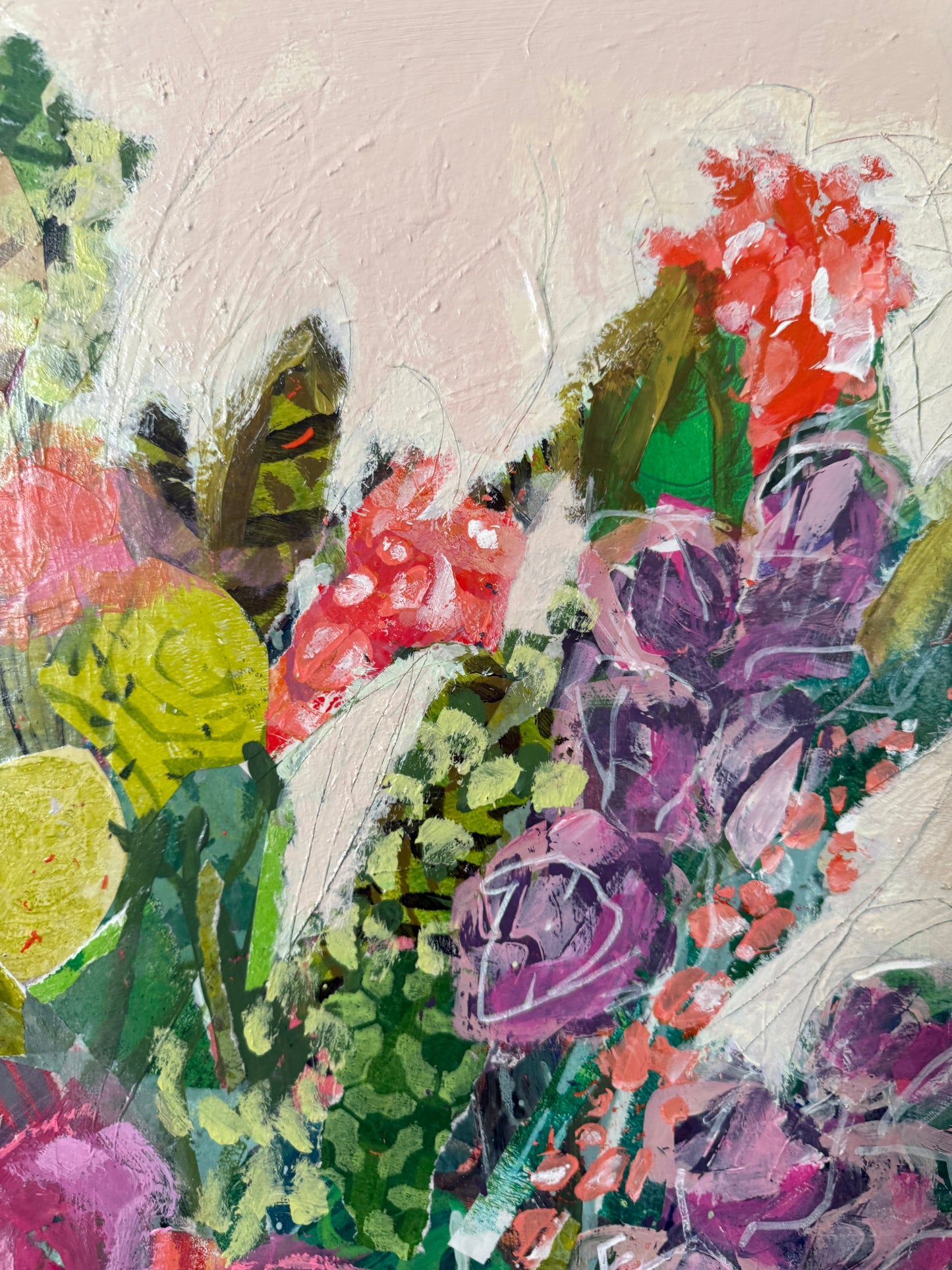 Grocery Run - Original Mixed Media Floral Collage (30”)