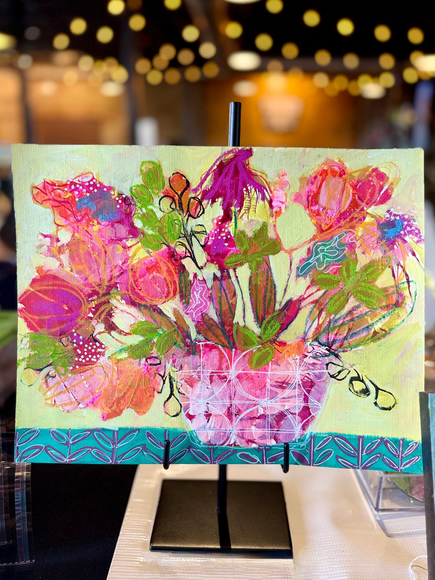 11x14” mixed media floral