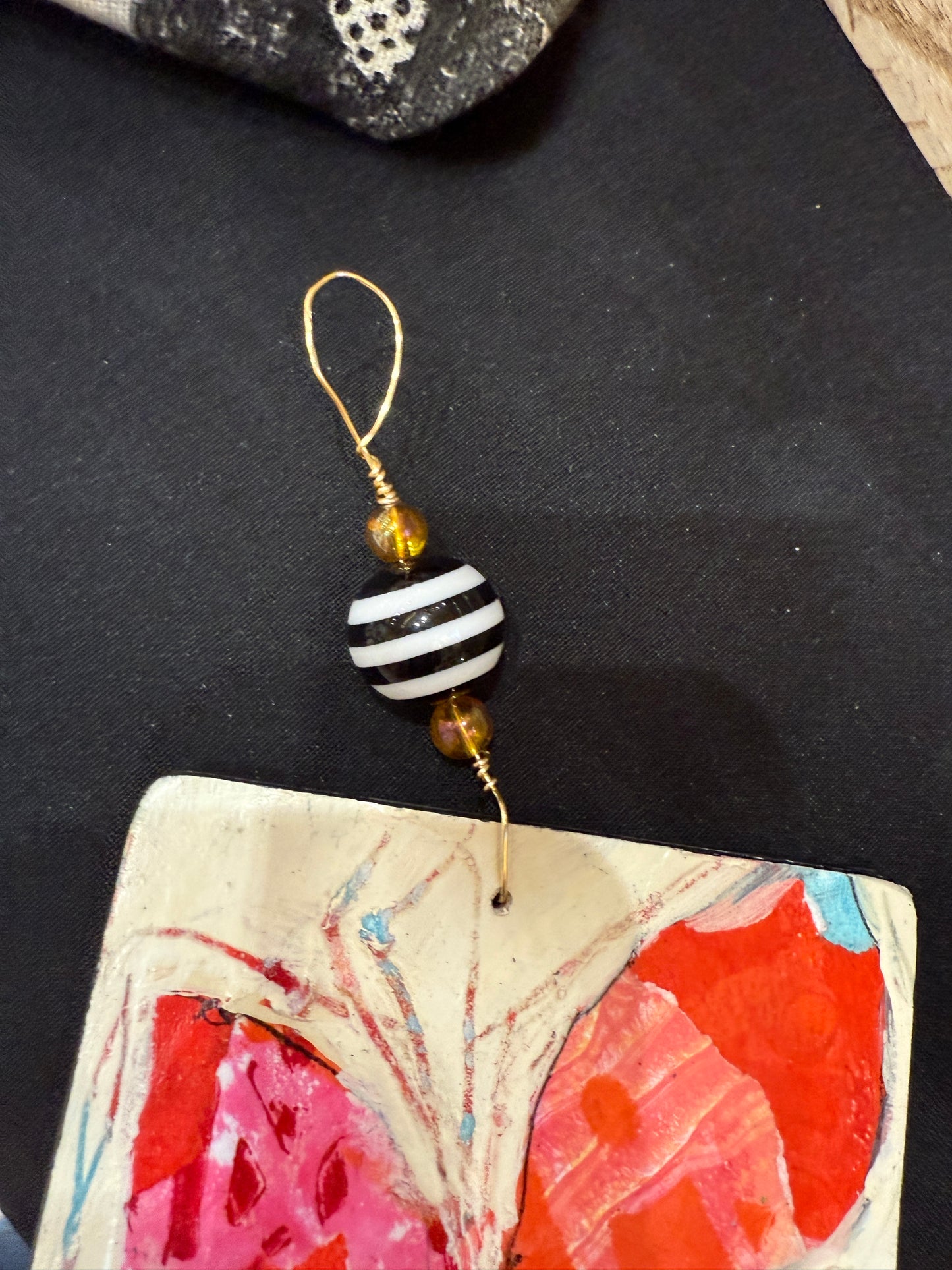 Handmade Poinsettia Christmas Ornament – Mixed Media Collage Floral Art